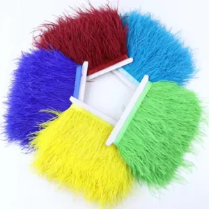 Colored Sewing Fabric Ribbon Fringe Ostrich Feather Trim for DIY Craft Clothing Dress Costume Accessory Party Home Wedding Decor