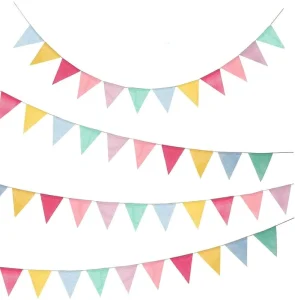 Colored Triangle Linen Banner for Christmas Halloween & New Year Festivals Customizable Silk Screen Printed Party Decoration