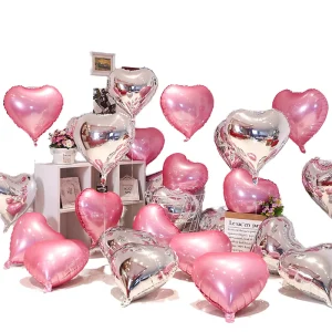 Colorful 18 Inch Heart Foil Balloons Reusable Aluminum Foil Inflatable Balloons for Birthday Wedding Party Decorations Can Fly