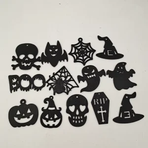 Colorful 5 cm Halloween Party Wall Decorations Includes Ghost Spider Witch Pumpkin Made Plywood for Halloween Ornament Decor