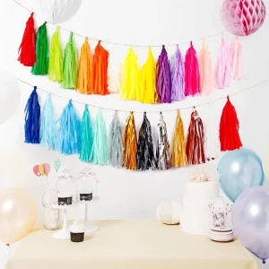 Colorful Backdrop Banner Balloons Tails Paper Foil Tassel Garland Wedding Birthday Graduation Thanksgiving Decor Party Supplies