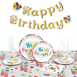 Colorful Birthday Party Tableware Supplies Plates Napkins Set