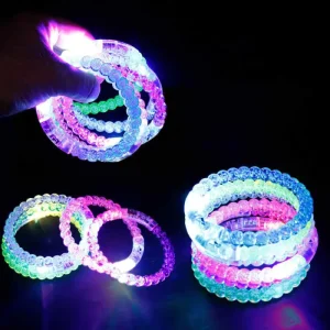 Colorful Bracelets LED Flashing Luminous Bubble Bead Wristband Glow in the Dark Party Novelties Supplies