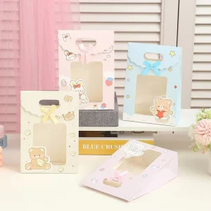 Colorful Candy Gift Box Packaging Sweet Birthday Party Christmas Wedding Kraft Gift Paper Bag With Window for Kids