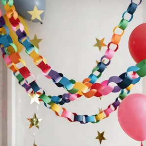Colorful Cardstock Chain Rainbow Paper Garland Decorations for Kindergarten Parties Birthdays Children Party Decorations