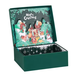 Colorful Clamshell Type Christmas Gift Box Cardboard Paper Wedding Gift Box with Ribbon