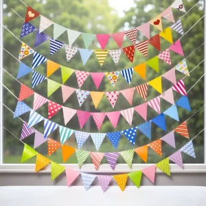 Colorful Festive Triangle Flag Hanging Paper Banner Happy Birthday Baby Shower Weddings Easter Decorations for Parties