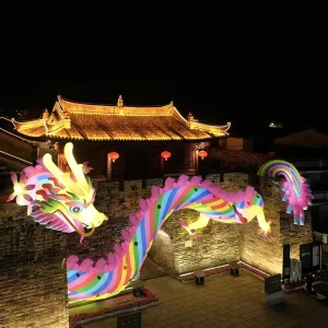 Colorful Giant Inflatable Dragon Artistic Cartoon Character Festive Wall Decorative Light for Event Advertising Inflatables
