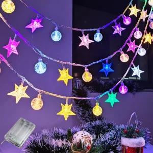 Colorful LED Fairy Lights Battery Operated 6M 40LED Star Bubble Ball String Light for Christmas Wedding Party Ramadan Decoration