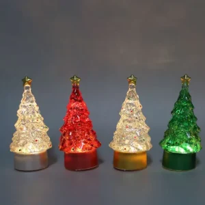 Colorful LED Light up Acrylic Christmas Tree Mini Night Light for Christmas Tabletop Decoration