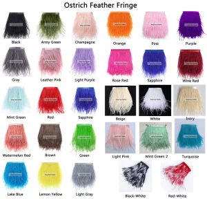 Colorful Ostrich Feathers Trims for Skirt Dress Costume Ribbon Feather Trimming DIY Party Craft