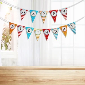 Colorful Paper Flags Hanging Banners Festival Party Dress Supplies Triangular Flower Props for Birthday Decorations
