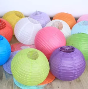 Colorful Party Festival Hanging Background Decoration Tissue Round Chinese Hanging Paper Lantern