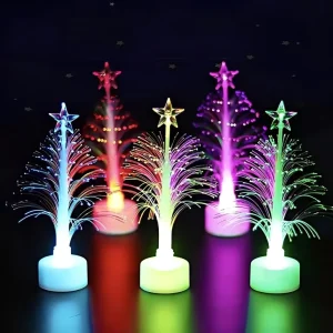 Colorful Shining LED Fiber Optic Nightlight Lamp Novelty Mini Christmas Tree With Lights
