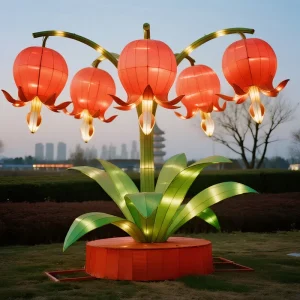 Colorful Silk Lantern Chinese Design Garden Decoration Festival Lanterns Decorative Flowers Wreaths and Plants