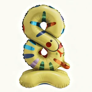 Colorful Snake Shaped Number 8 40In Metallic Foil Balloon Eco Friendly Durable Chinese Zodiac Birthday Party Festive Decor