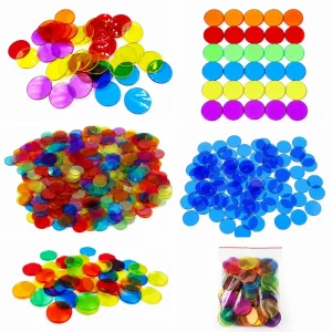 Colorful Transparent Plastic Counting Chips 19mm Bingo Counters for Kids Math Manipulatives Classroom Games