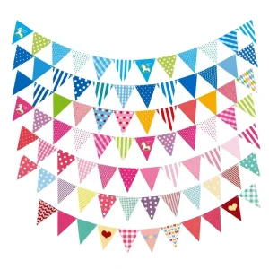 Colorful Triangle Bunting Flags Multi Pattern Pennant Banner for Birthday Party Wedding Festival Celebration Decor