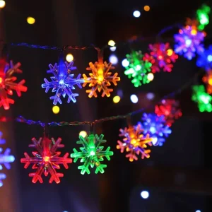 Colorful USB Christmas Tree Room Decoration LED Snowflake Light String Battery Holiday Lighting Decorative Festoon Garland Light