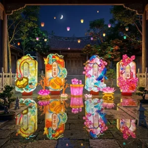 Colorful complete Chinese lantern kits full festival decor for full commercial streets and city parks