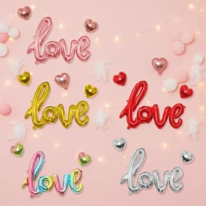 Colors Foil Letters “love” Balloons Party Supplies Proposal Valentines Day Heart Foil Printed Ballons