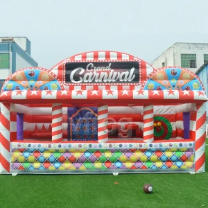 Commercial Carnival Game Stand with Spin Wheel Bright Colors for Amusement Park and Fair Rental