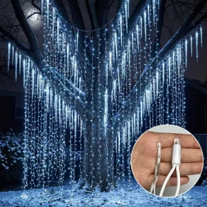 Commercial Custom 10m Holiday IP65 Waterproof Xmas Christmas Outdoor Tree Decor White Rubber Cable Wire LED Fairy String Light
