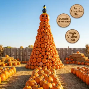 Commercial Custom Large Halloween Pumpkin Skeleton Entrance Fiberglass Statue Outdoor Agritourism Farm Holiday Decoration Prop