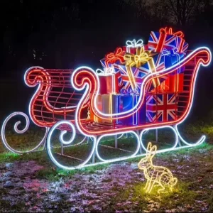 Commercial Grade 3D Giant Iron Festival Christmas Tree LED Motif Lighting for Zoo Light Show Ramadan & Thanksgiving