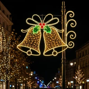 Commercial Grade LED Christmas Bell Street Pole Motif Light Outdoor Waterproof IP65 Holiday Decoration CE RoHS