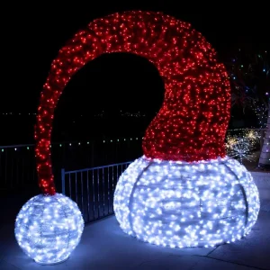 Commercial IP65 Waterproof LED Santa Hat Christmas Lighting Metal Frame Indoor Outdoor Garden Plaza Mall Decor CRI95