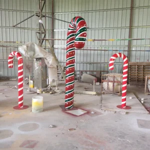Commercial Navidad Decor Fiberglass Christmas Sculpture Large Figurine Statue Ornaments Outdoor Christmas Decorations Candy Cane