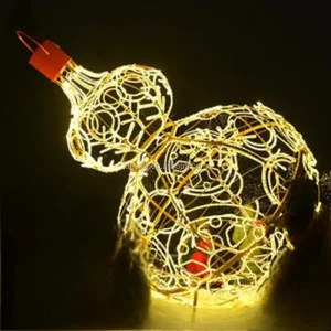Commercial Outdoor Asian Festival Light Installation Golden Chinese Gourd LED Yard Art for Lunar New Year