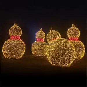 Commercial Outdoor Asian Themed Light Installation Chinese Gourd LED Yard Art for Festivals