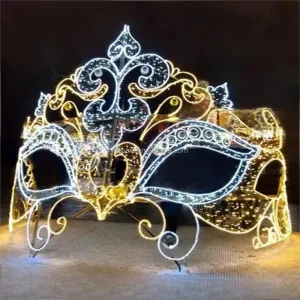Commercial Outdoor Carnival Themed Light Installation Venetian Masquerade Mask LED Yard Art for Festivals