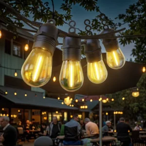 Commercial Warm White IP44 Rated Outdoor Garden Decorative LED Festoon String Lights CRI80 PVC+100% Copper