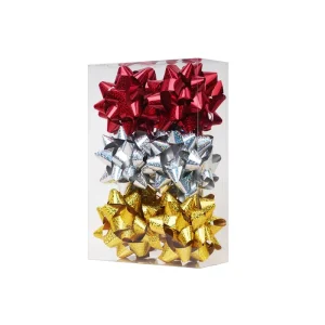 Competitive Price Customized Christmas Wedding Birthday Gift Packing Decoration Diy Golden Red Sliver Ribbon Star Bow