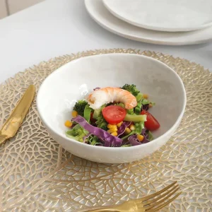 Complete White Ceramic Tableware Salad Bowl and Soup Bowl for Home Dining Restaurant and Party Serving