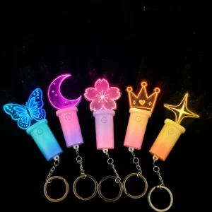 Concert Party Multicolored Mini Kpop Light Stick Keychain Customizable Creative Pattern Glow Keychain