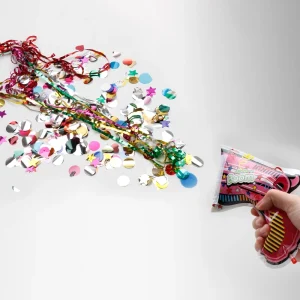 Confetti Cannon Birthday Party Popper Inflatable Paper Gun Mouth Blow Pistol