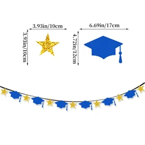 Congrats Grad Banner Pre-Strung Gold Metallic Foil Graduation Party Banner Children Ramadan Eid Mubarak Wedding Decoration Bag