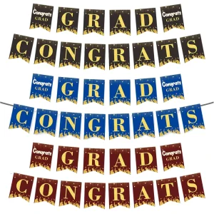 Congrats Grad Banner Set Graduation Party Decorations Color Glitter Bunting for School Graduation Class Reunion