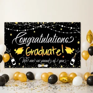 Congratulations Graduate Backdrop Banner Graduation Party Decorations Photo Booth High School College Graduation Polyester