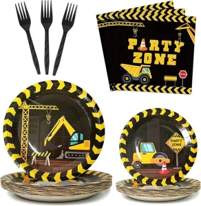 Construction Birthday Party Plates and Napkins Construction Theme Tableware Set Dump Truck Party Table Decorations Supplies