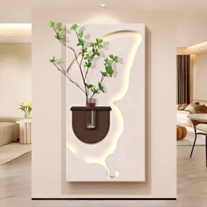 Contemporary 3D Artwork MDF Carving Handmade Sandstone Hallway Decor Abstract LED Light Paintings and Wall Arts for Living Room