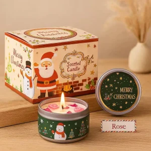 Cookie Metal Container Bulk Merry Christmas Candles Scented Party Candle Gift Sets