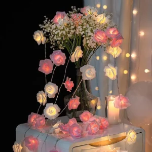 Copper Rose Flower Blossom LED String Light Rechargeable 3M Warm White Decorative Lighting for Holiday Home