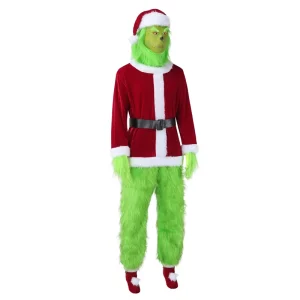 Cosplay Clothes Santa Green Sully Party Show Costume, Santa Claus Costume Accessories