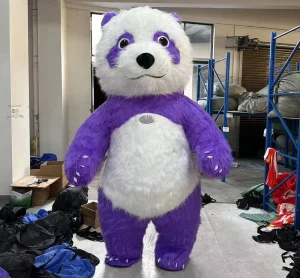 Cosplay Party Animal Show Adult Funny Inflatable Purple Panda Bear Mascot Costume with Battery for Men and Women
