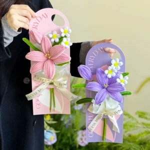 Craft Pipe Cleaner Flowers Bouquet Eco Friendly Handcrafted Crochet Flowers for Graduation Father’s Day Halloween Customized